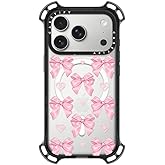 CASETiFY Bounce iPhone 17 Pro Case [Shockproof/Compatible with Magsafe / 21.3 ft. 7X Military Grade Drop Protection] - Pink Bows - Clear Black