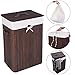 Giantex Rectangle Bamboo Hamper Laundry Basket Washing Cloth Bin Rangier Lid (Deep Brown)