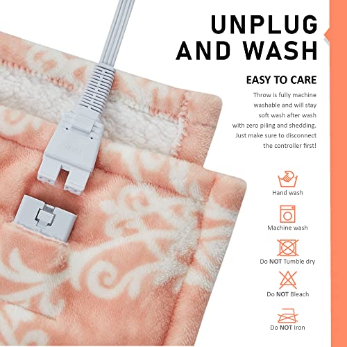 Degrees of Comfort Pink Sherpa Heated Blanket Wrap, Cozy & Snuggy