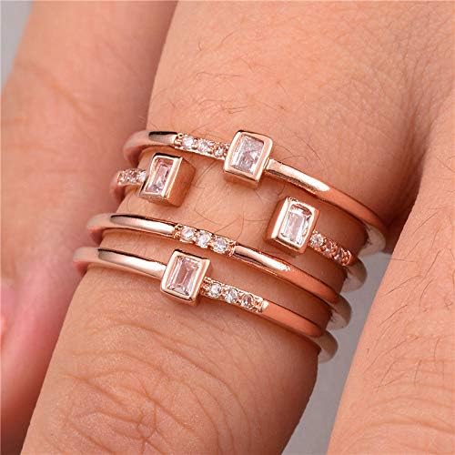 Meenanoom Fashion Rose Gold Filled Women's Wedding Rings Jewerly White Sapphire Size 6-10 (7)