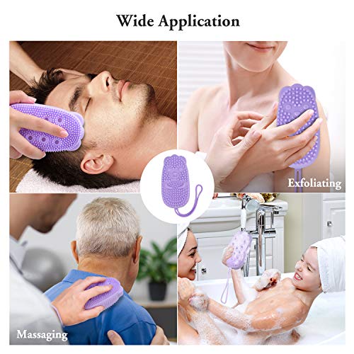 Silicone Bath Body Brush for Girl, Exfoliating Body Scrub Brush, Shower Cleansing Scrubber Brush for Princess, Double-Sided Silicone Sponge Bath Brush with Soft Brush Head and Hard Massage Ball