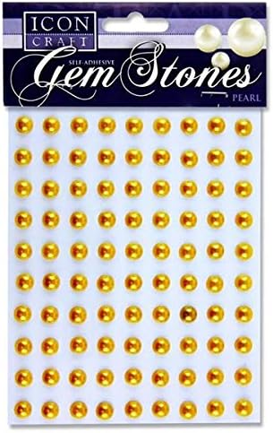 Icon CraftIcon Craft Pearl Gem Stones 8mm, Self Adhesive - Gold, Pack of 90