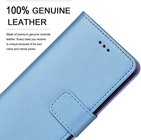 ameego Genuine Leather Wallet Case for Samsung Galaxy S4 MINI (2013, 4.3″) - Magnetic Closure, Card Slots, Stand - Blue - Image 3
