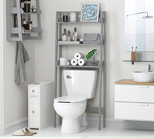 UTEX 3-Shelf Bathroom Organizer over the Toilet, Bathroom Spacesaver (Gray)