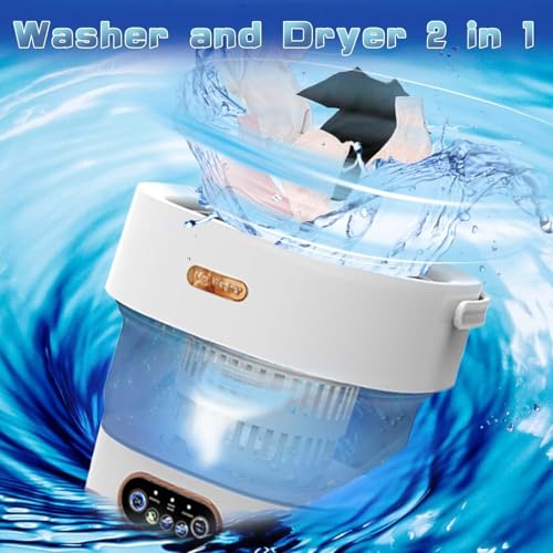 Azonee Mini Washing Machine, Portable Small Washing and Dryer Machine, Collapsible Washer with Spin for Travel, Apartment, Baby Clothes, Socks 15L