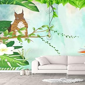 Wall Murals for Bedroom Green Plants Animals Removable Wallpaper Peel and Stick Wall Stickers - 66x96 inches