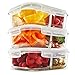 2 Compartment Glass Meal Prep Containers (3, 30 Oz) - Food Storage Containers with Vented Lids | Glass Bento Box Lunch Box for Adults | Leakproof Food Prep Containers | Portion Control Food Containers