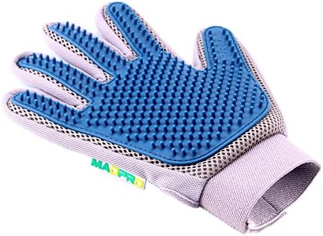 MAOPRO Pet Grooming Glove 2-in-1 Deshedding Brush Pet Hair Remover Mitt Tool, Furniture Cleaning Massage Groomer for Dogs, Cats and Horse with Long & Short Fur, Enhanced Five Finger Design