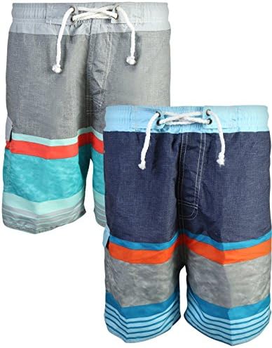 Quad Seven Boys’ Striped Swim Trunks (2 Pack)