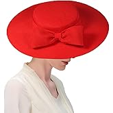 Wide Brim Hats for Women Big Bowknot Formal Occasion Kentucky Cap Lady Wedding Cocktail Party Flat Top Fedoras