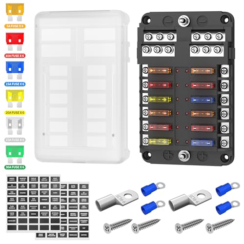 DaierTek 12 Way Fuse Block, 12 Volt Blade Fuse Block with LED Indicator