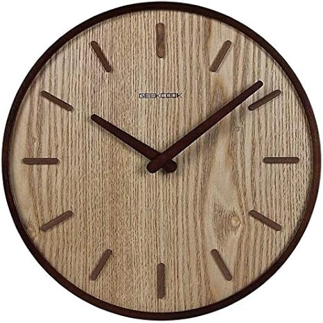 Amazon 家およびオフィスのための方法古典的な壁掛け時計 茶色 サイズ36センチメートルカラー スタイリッシュなオフィス 家庭やキッチンホームオフィスの装飾のためのサイレントスイープ付きのモダンな木製の 壁時計を壁に取り付けられました ウォールアート装飾