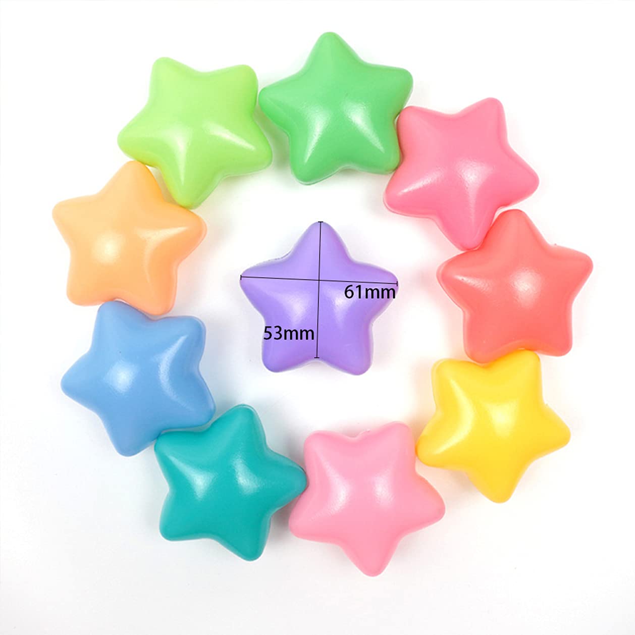Eco-Friendly Colorful Ball Love Five-pointed Star Ball Pit Balls 2.36Inch Soft Plastic Ball Baby Pool Water Toys , Kiddie Pool, Party Decoration Children's Educational Toys(Rainbow Color) 50 Balls