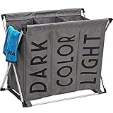 HOMEST 3 Sections Laundry Hamper Sorter Basket with