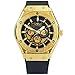 Caluxe Men's Automatic Mechanical Skeleton Self-Winding Wrist Watch with Silicone Black Strap