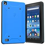 Fire 7 2015 Case, Poetic QuarterBack [Corner/Bumper Protection][Replaceable back][Dual protection]- Stylish PC+TPU Case for Amazon Fire 7 5th Gen (2015) Blue/Black