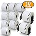 BETCKEY - 10 Rolls Compatible Brother DK-2205 62mm x 30.48m(2-3/7" x 100') Continuous Length Paper Tape Labels With Two Refillable Cartridge Frame primary