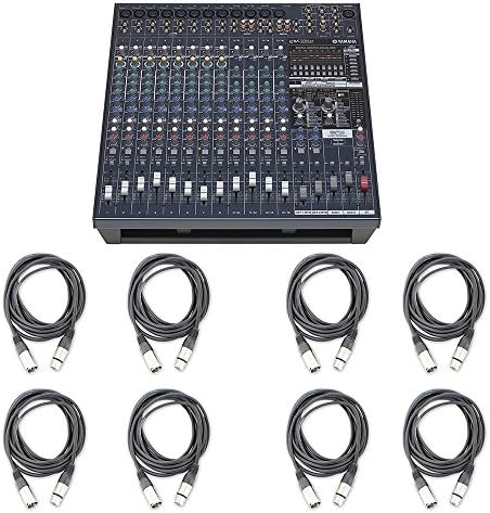 Yamaha EMX5016CF 16-Input Powered Musician Band Speaker PA Mixer with 8 20ft Estudiostar XLR Cables