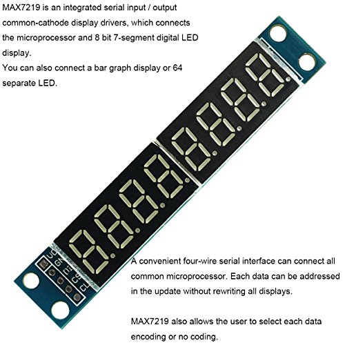 MakerFocus 4pcs 8-Digit 7 Segment Module MAX7219 8 Bit Digital Segment Tube LED Display Module Supports Cascade Eight Bit Serial 3 IO Ports for Arduino MCU/51/AVR/STM32