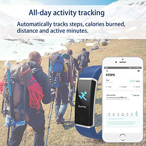BingoFit Unique Fitness Tracker, Color Screen Slim Activity Tracker Watch, Waterproof Smart Band Step Calorie Counter Pedometer Watch for Kids Women Men Android iOS Christmas New Year Gift