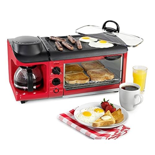 Nostalgia BSET300RETRORED Retro 3-in-1 Family Size Breakfast Station Home & Kitchen, Kitchen & Dining, Small Appliances, Ovens & Toasters