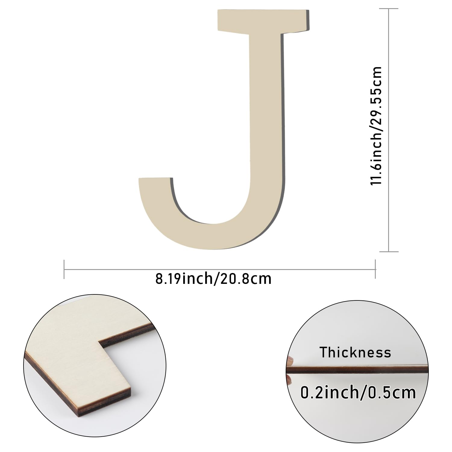 Wooden Letters for Wall Decor 12 Inch Large Wooden Letter J for Crafts Unfinished Blank Alphabet Wood Letters DIY Paint Home Party Wedding Decorations