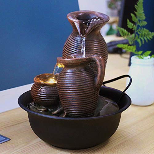 FANFAN 【Power Supply with Transformer】 Indoor Tabletop Waterfall Fountain Table top Mini Water Fountain Decorative pet cat Drinking Water Fountain with led Lights - Thumbnail 2