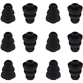 BLLQ 6 Pairs Replacement Triple Flange Conical Ear Tips Earbuds Eartips Silicone Buds for Most in Ear Headphones (Sony Senso Powerbeats etc.) Black [Small Size] (3flange Tips S)