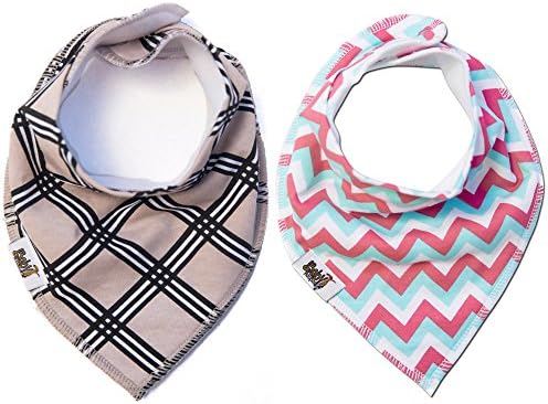 Baby Bandana Bibs for Drooling ~ Cute Baby Bibs That Make Great Gifts for Baby Showers and a Newborn Baby ~ Keep Your Baby Boy or Baby Girl Stylish and Comfy (2 Pack, Salmon/teal and Tan)