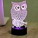 Colorful 3D Visual Led Night Lights for Kids Touch USB Table Lampara Lampe Baby Sleeping Nightlight (OWL)