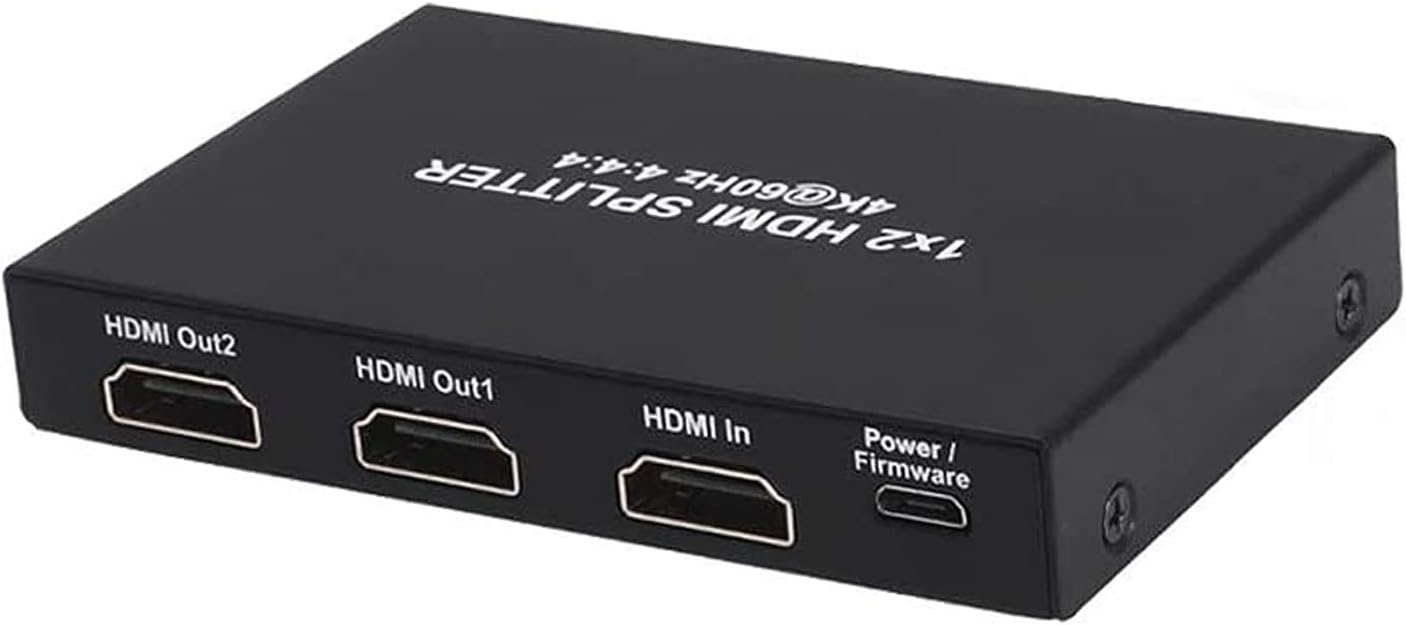 HDMI 2.0 Splitter 4K@60Hz 18GBps HDR10, Aozzy HDMI Scaler 4:4:4 3D HDCP 2.2 EDID for TV Monitor Sharing Screen Signal, Low Heat Cascadable ¡­ (1 in 2 Out)…