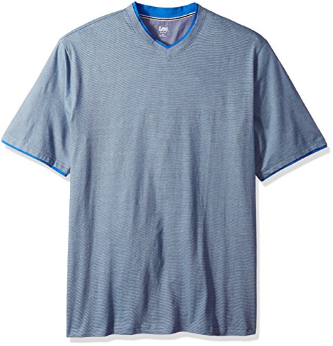 Lee Men's Big and Tall Short Sleeve Vneck Tee, Hanson Blue, 2X