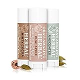 Therapeutic Intensive Lip Repair Treatment Balm With Gentle Aromatherapy 3 pak - Herbal Infused, BPA And Paraben Free, non GMO, All Natural, Minty Cocoa/Chai Spice/Unscented Ora's Amazing Herbal
