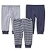 Moon and Back Baby Set of 3 Organic Pants, Navy Sea, 3-6 Months