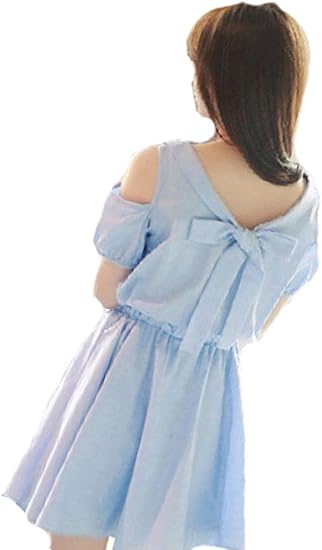 Amazon Kimberley ワンピース ミニ M 水色 パフスリーブ フリル ガーリー カジュアル ドレス キャバ嬢 ファッション セクシー イブニングドレス 通販