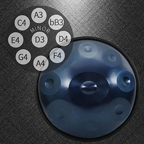 Handpan In D Minor 9 Notes Steel Hand Drum with Soft Hand Pan Bag Beginner 9 Tone Percussion Drum 432HZ Handpan Drum D3/A3/C4/F4/A4/D5/C5/G4/D4