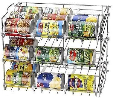 Perlli Stackable Can Rack Organizer, Chrome Finish