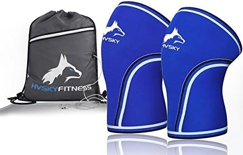 HVSKY Fitness | Knee Sleeves – Support for Powerlifting, Weightlifting & Crossfit – Compression Knee Sleeves – Competition Grade (1 Pair), Men & Women (Blue, Small)