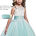 Princess Aqua Long Girls Pageant Dresses Kids Prom Puffy Tulle Ball Gown US 4