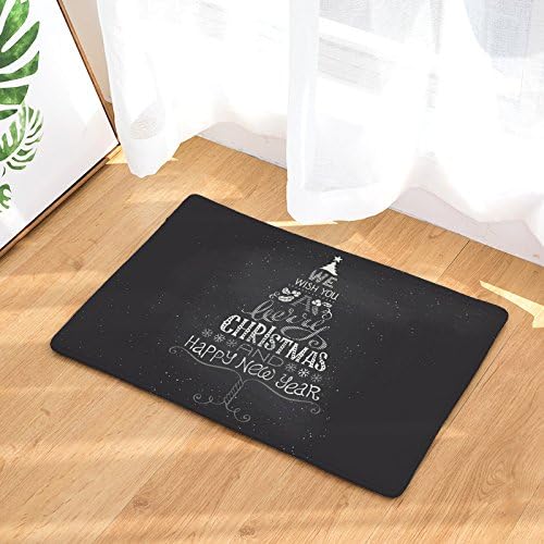 Christmas Tree Wishes Doormat Neoprene Backing Non Slip Outdoor Indoor Bathroom Kitchen Decor Rug Mat Welcome Doormat, 23.6"(L) x 15.7"(W)