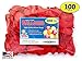 Pack of 100, Bright Red Color Latex Balloons, MADE IN USA!