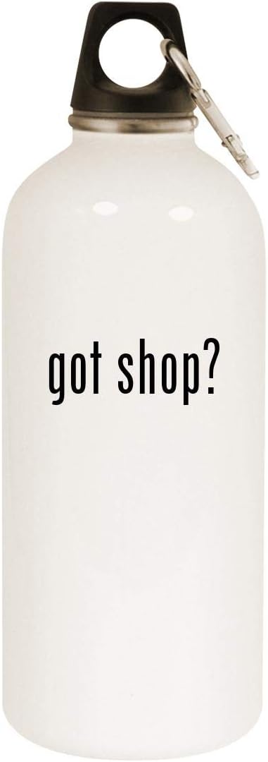 got shop? - 20oz Stainless Steel White Water Bottle with Carabiner, White