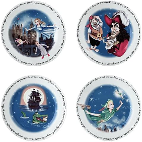 Cardew Design PET400 PETER PAN Assorted Designs Dessert Plate (Set of 4), 7.5", Multicolor