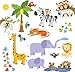 treepenguin Kids Jungle Animals Wall Decals - Cute Safari Theme Wall Stickers for Baby Toddler Boys & Girls Rooms - Peel and Stick Bedroom and Nursery Decor