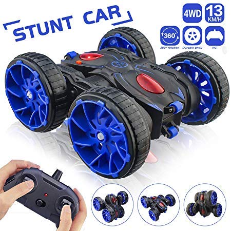 Remote Control Car, RC Stunt Car 2.4Ghz 8 Mph High Speed All Terrain Off Road 4WD, Double Sided 360° Rotation & Flips RC Car Toy with 6 AAA Batteries Included for 3-12 Years Old Boys & Girls Christmas