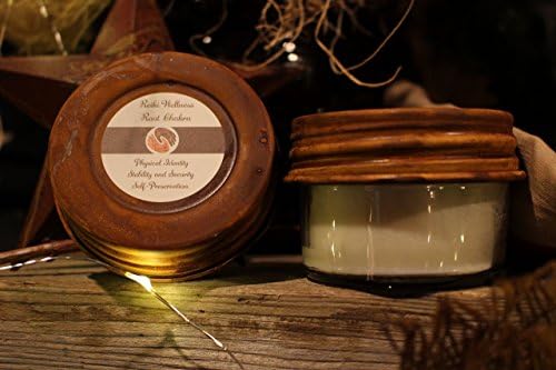 Root Chakra Reiki Charged Spiritual Candle Protection, Safety, Grounding 4 Oz. Soy Herbal Scent