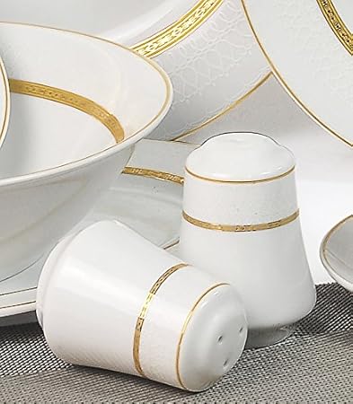 Vajilla de porcelana Victoria TK-990 de 43 piezas, con filo de oro ...