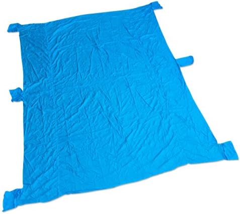 SUN Blanket-Sand Barrier Beach Blanket-Over-sized 8'x10'- Beach Towels Go On Top- Heavy-Duty yet Lightweight Parachute Nylon with 6 Sand Anchors- Attached Sealable Pouch for Keys and Valuables