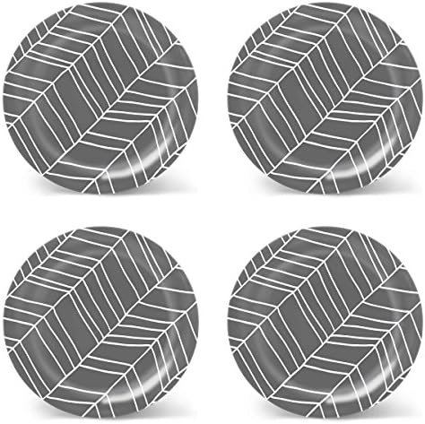 ThermoServ Melamine 8" Salad Plate, Arrows, Charcoal Grey/White (Pack of 4)