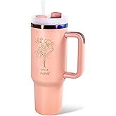 CHLJAR Birthday Gifts for Women, 40 oz Tumblers with Birth Month Flower, Stainless Steel Insulated Tumbler Travel Coffee Mug Cup Gifts for Friends Female Coworker Sister Mom Wife, Laser Engraved, Mar